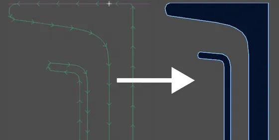 Curved area of table entry path